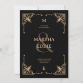 Moderne deco | Zwart en goud foto terug bruiloft Save The Date (Voorkant)