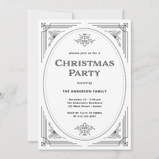 Moderne deco | Zwart-wit Kerstfeest Kaart (Voorkant)