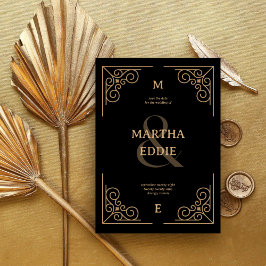 Moderne Deco | Zwarte en Gouden Foto Achterwand Tr Save The Date