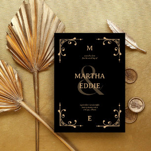 Moderne Deco   Zwarte en Gouden Foto Achterwand Tr Save The Date
