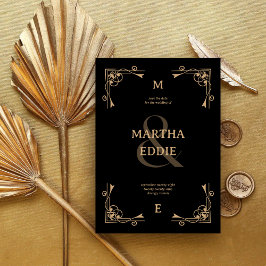 Moderne Deco | Zwarte en Gouden Foto Achterwand Tr Save The Date