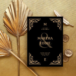 Moderne Deco | Zwarte en Gouden Foto Achterwand Tr Save The Date