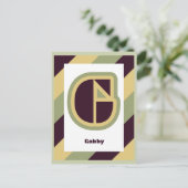 Moderne decoletter G met gestreepte rand, naam Briefkaart (Staand voorkant)