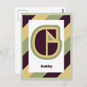 Moderne decoletter G met gestreepte rand, naam Briefkaart (Voorkant / Achterkant)