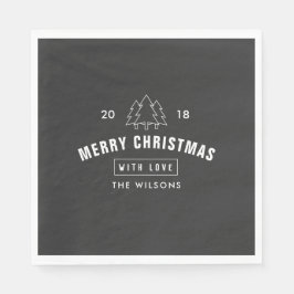 Moderne decor voor zwarte en witte kerstabel servet