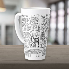 Moderne decoratie met zwart-witte katten en kitten latte mok