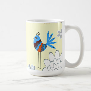 Moderne decoratieve blauwe vogels koffiemok