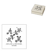 Moderne decoratieve bruiloft monogram rubberstempel (Gestempeld)