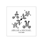 Moderne decoratieve bruiloft monogram rubberstempel (Afrduk)