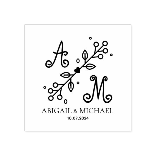 Moderne decoratieve bruiloft monogram rubberstempel (Afrduk)