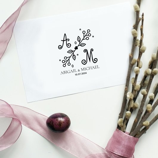 Moderne decoratieve bruiloft monogram rubberstempel