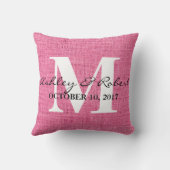 Moderne decoratieve Burlap White Monogram Weddensc Kussen (Achterkant)