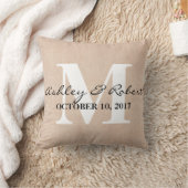 Moderne decoratieve Burlap White Monogram Weddensc Kussen (Deken)