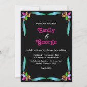 Moderne decoratieve glanzende zwarte chique bloeme kaart (Voorkant)