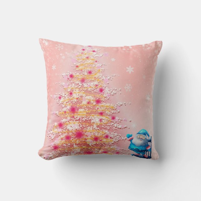 Moderne decoratieve kerstboom Sinterklaas Sneeuwvl Kussen (Voorkant)