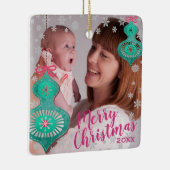 Moderne decoratieve kerstfoto's keramisch ornament (Rechts)