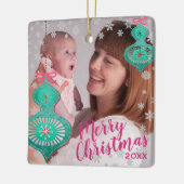 Moderne decoratieve kerstfoto's keramisch ornament (Links)