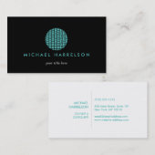 Moderne decoratieve Logo in Blauwgroen op zwart Visitekaartje (Voorkant / Achterkant)