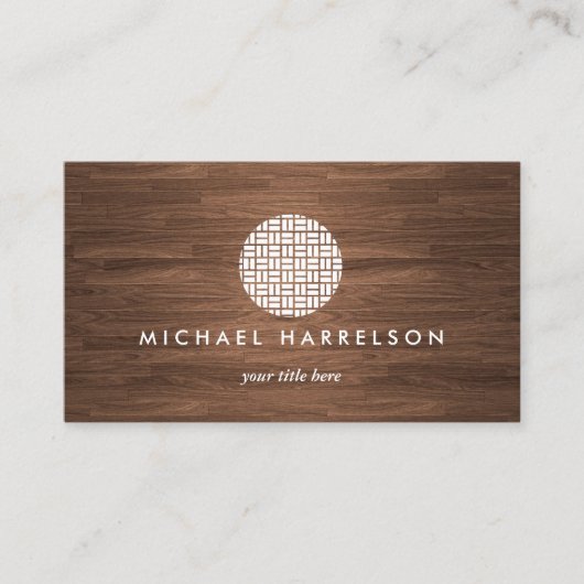 Moderne decoratieve Logo op warme houtnerf Visitekaartje (Voorkant)