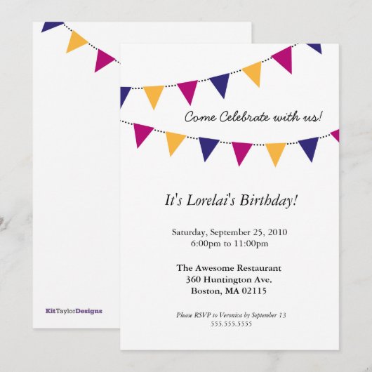 Moderne decoratieve vlaggenuitnodiging kaart (Voorkant / Achterkant)