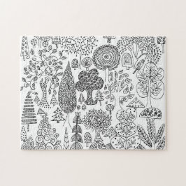 Moderne decoratieve zwart-wit boompatroon legpuzzel