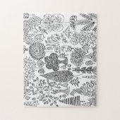 Moderne decoratieve zwart-wit boompatroon legpuzzel (Verticaal)