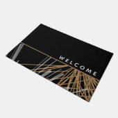 Moderne decoratieve zwarte en gouden Welkom Doorma Deurmat (Schuin)