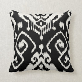 Moderne decoratieve zwarte en witte ikatkussen kussen