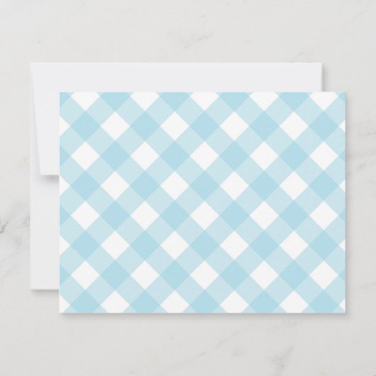 Moderne deeg licht blauw gingham met speldenknop notitiekaartje (Achterkant)