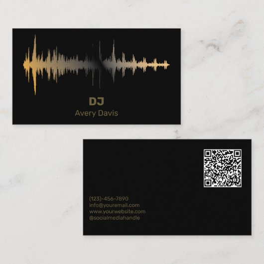 Moderne Deejay DJ-muziekbeat professionele QR-code Visitekaartje (Voorkant / Achterkant)