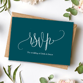 Moderne Deep Blauwgroen Wedding Maaltijdkeuze RSVP Kaart