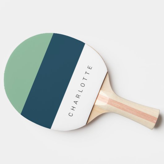 Moderne Deep Blue Drie-Tone met Naam Tafeltennisbatje (Zijkant)