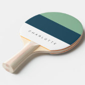 Moderne Deep Blue Driekleur met naam Tafeltennisbatje (Voorkant Gekanteld)