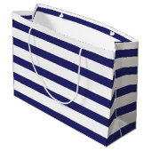 Moderne Deep Blue Stripes Gouden Hert Groot Cadeauzakje (Achterkant Gekanteld)