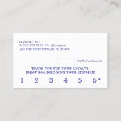 Moderne Deep Blue White Beauty Bold Salon Klantenkaartje (Achterkant)