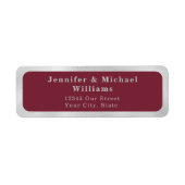 Moderne Deep Bourgogne Zilveren Grijze Bruiloft Etiket (Voorkant)
