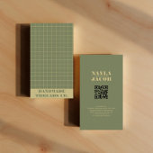 Moderne Deep Green geruit patroon QR-code Visitekaartje
