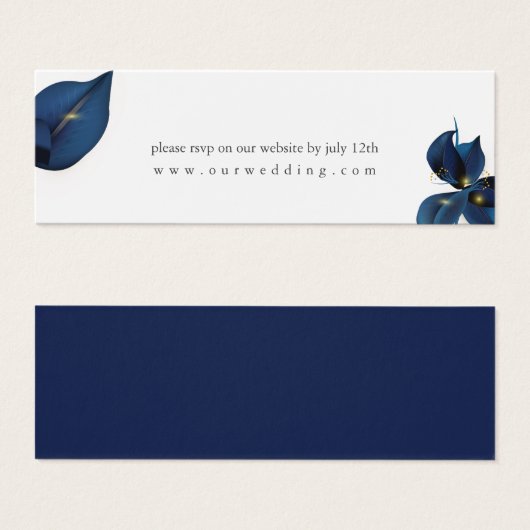 Moderne Deep Indigo Blue Wedding Website RSVP Mini Visitekaartjes (Voorkant /achterkant)