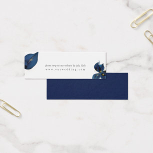 Moderne Deep Indigo Blue Wedding Website RSVP Mini Visitekaartjes