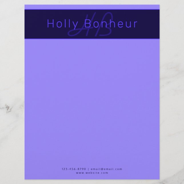Moderne Deep Purple Kleuren | Coole Naam & Monogra Briefhoofd (Voorkant)