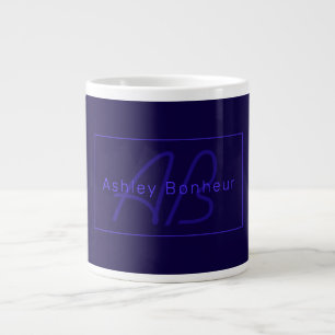 Moderne Deep Purple Kleuren Coole Naam & Monogra Grote Koffiekop