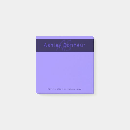 Moderne Deep Purple Kleuren | Coole Naam & Monogra Post-it® Notes (Voorkant)