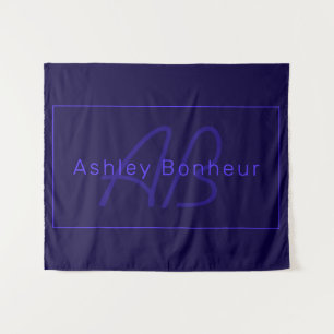 Moderne Deep Purple Kleuren Coole Naam & Monogra Wandkleed