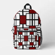 Moderne Deep Red, Black & White geometrische rugza