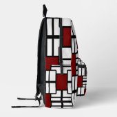 Moderne Deep Red, Black & White geometrische rugza Bedrukte Rugzak (Links)