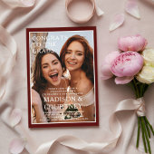 Moderne Deep Red Gingham fotoafstudeerfeest Acryl Uitnodigingen