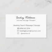 Moderne Deeper Waterverf Hands Massage Therapeut Visitekaartje (Achterkant)