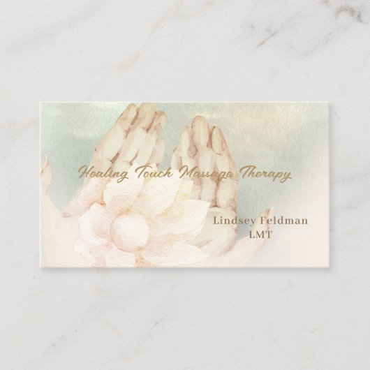 Moderne Deeper Waterverf Hands Massage Therapeut Visitekaartje (Voorkant)