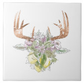 Moderne deer-schedel- en tuinpasta-kleuren tegeltje (Voorkant)