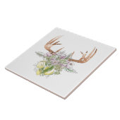 Moderne deer-schedel- en tuinpasta-kleuren tegeltje (Zijkant)
